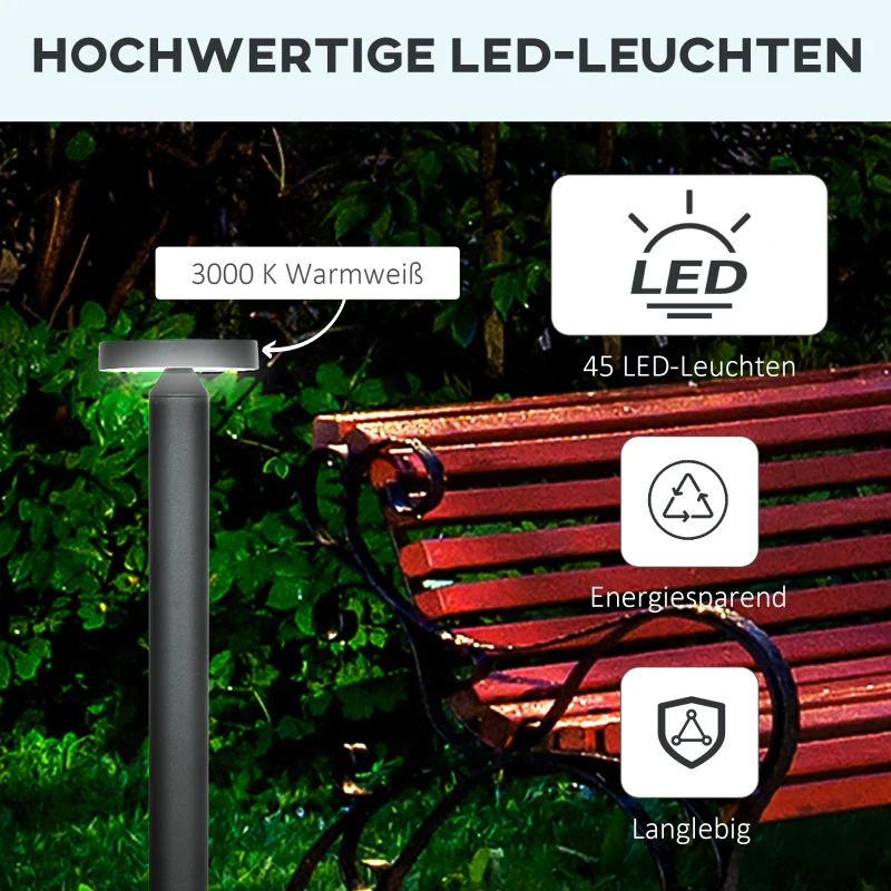 Outsunny Gartenlampe, Wegleuchte, Pfostenlicht mit LEDs, wetterbeständig, 20 cm x 20 cm x 90 cm, Dunkelgrau