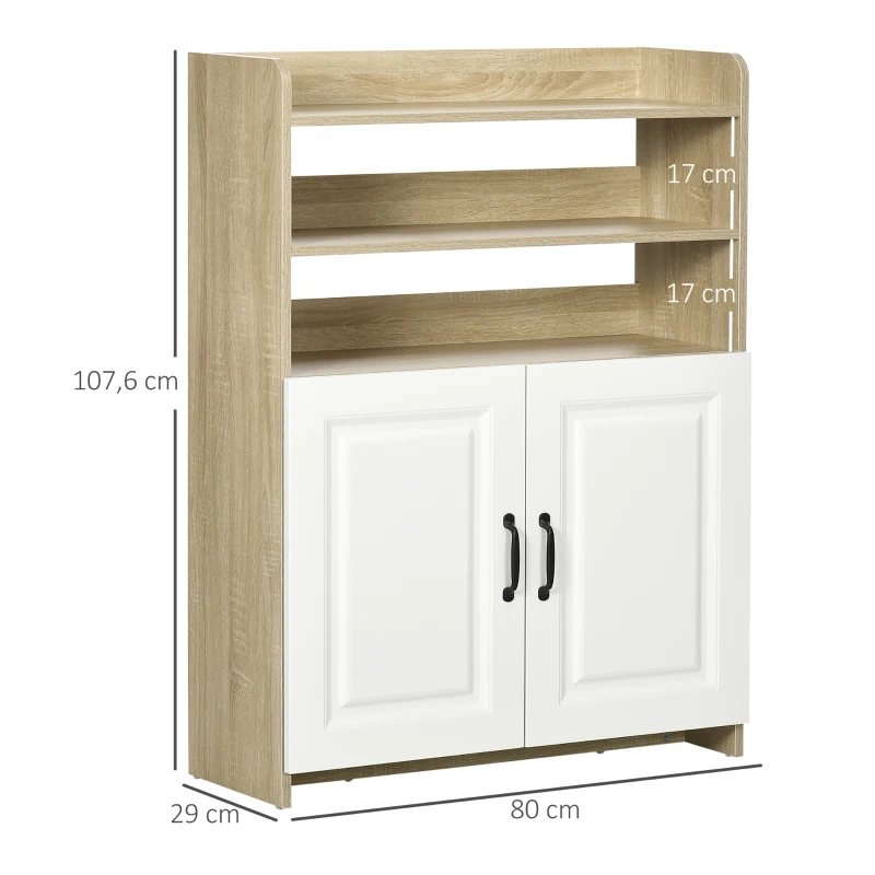 HOMCOM Sapateira com 2 Portas de Madeira com 5 Prateleiras com Capacidade para 12 Pares de Sapatos 80x29x107,6cm Madeira e Branco