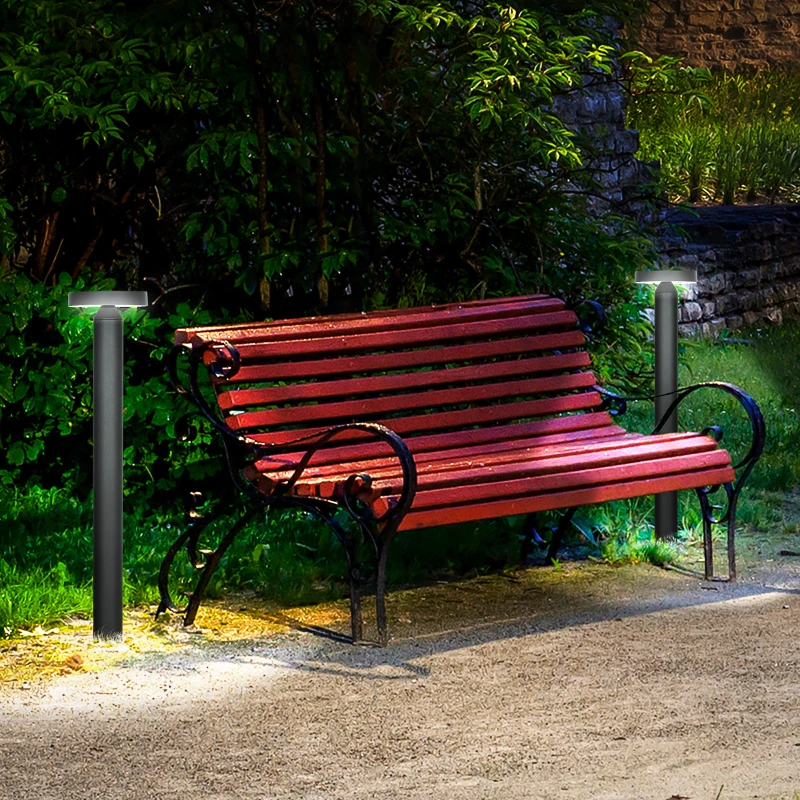 Outsunny Gartenlampe, Wegleuchte, Pfostenlicht mit LEDs, wetterbeständig, 20 cm x 20 cm x 90 cm, Dunkelgrau