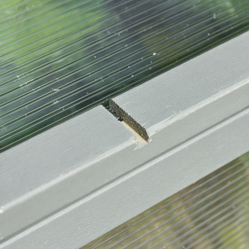 Outsunny Invernadero de Madera Natural y Policarbonato 90x46x28 cm con Tapa Inclinada Caseta de Plantas para Jardín Huerto Terraza Protección del Clima Gris