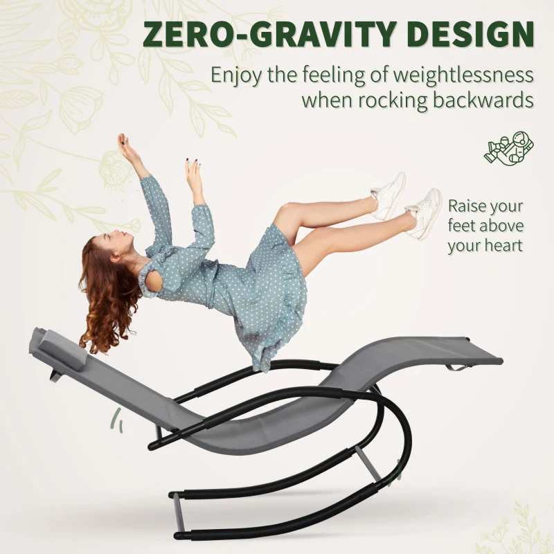 Outsunny Sezlong Balansoar Zero Gravity Ergonomic, din Metal si Texteline, 62.5x150x84cm