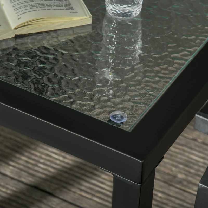 Outsunny Set de Gradina cu 2 Sezlonguri Inclinabile Tapitate si Masuta din Sticla, Gri