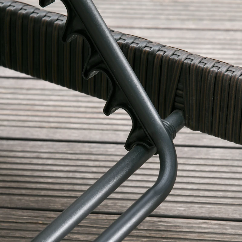 Outsunny Conjunto de 2 Espreguiçadeiras de Jardim de Vime Reclináveis em 5 Posições 196x65x22 cm Marrom e Creme