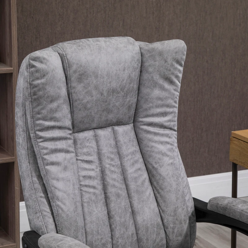 Vinsetto Home Office Chair Microfibre Desk Chair with Reclining Function Armrests Swivel Wheels Footrest Grey