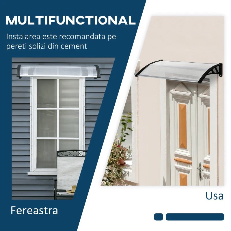 Outsunny Copertina Exterior 110×60 cm – Policarbonat Transparent & Aluminiu(m-6)