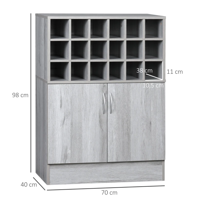 HOMCOM Buffet cuisine meuble de rangemen avec 1 placard double porte étagère réglable - 70 x 40 x 98 cm - gris