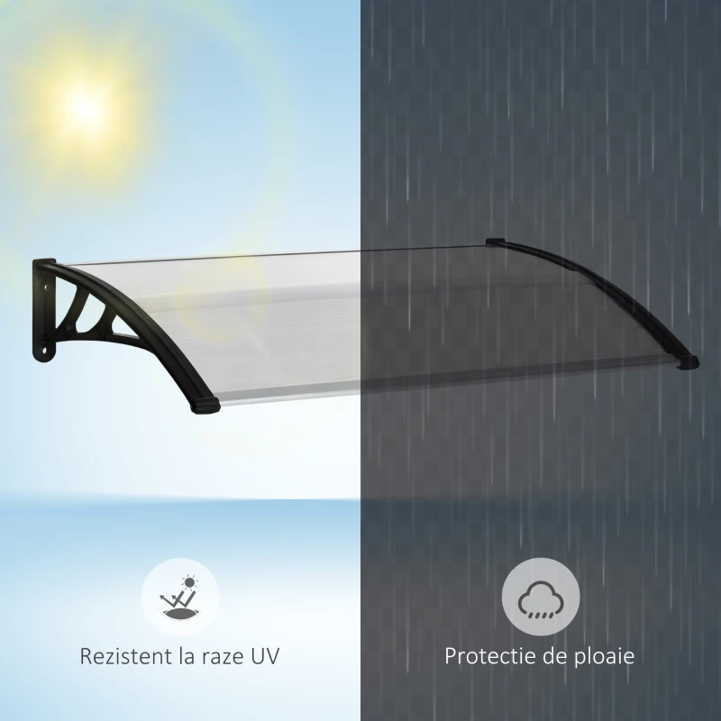 Outsunny Copertina Exterior 110×60 cm – Policarbonat Transparent & Aluminiu(m-7)