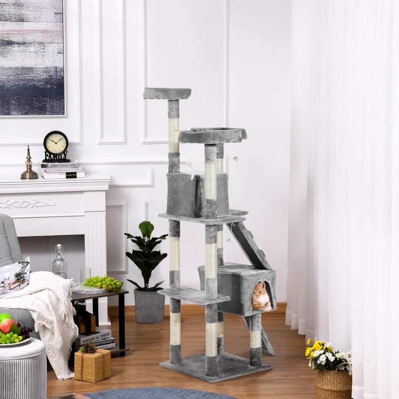 PawHut Cat Tree Scratching House, Activity Play Centre