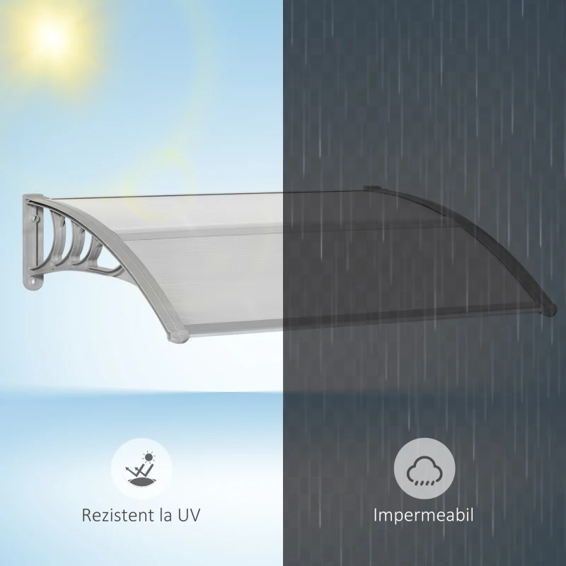 Outsunny Copertina din Policarbonat anti-UV de Exerior pentru Usi si Ferestre, 100x75cm(m-7)