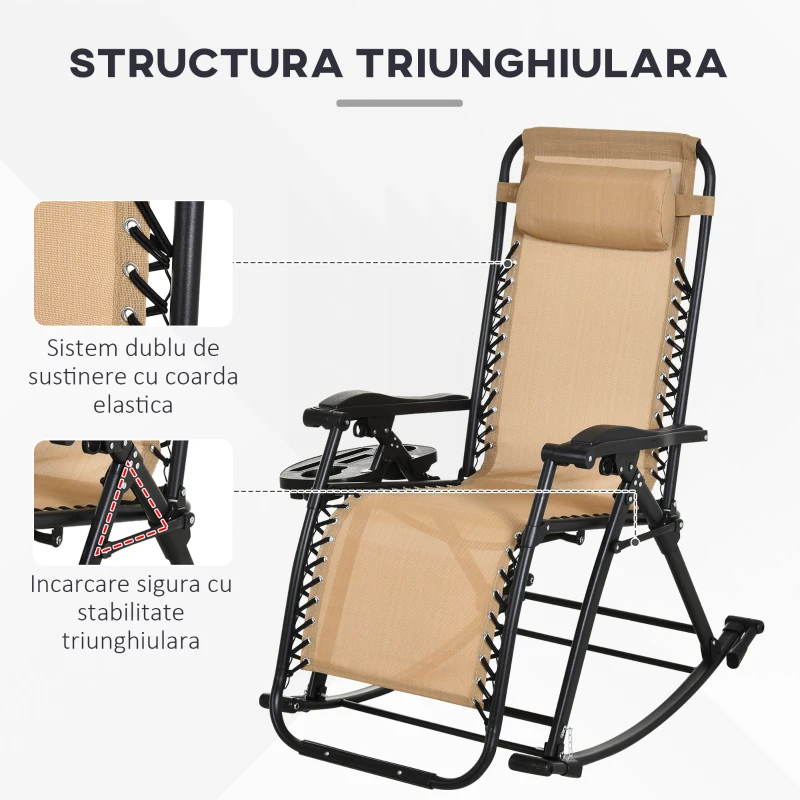 Outsunny Scaun Ergonomic Balansoar cu Design pliabil din Textilene si cadru din Otel, Bej