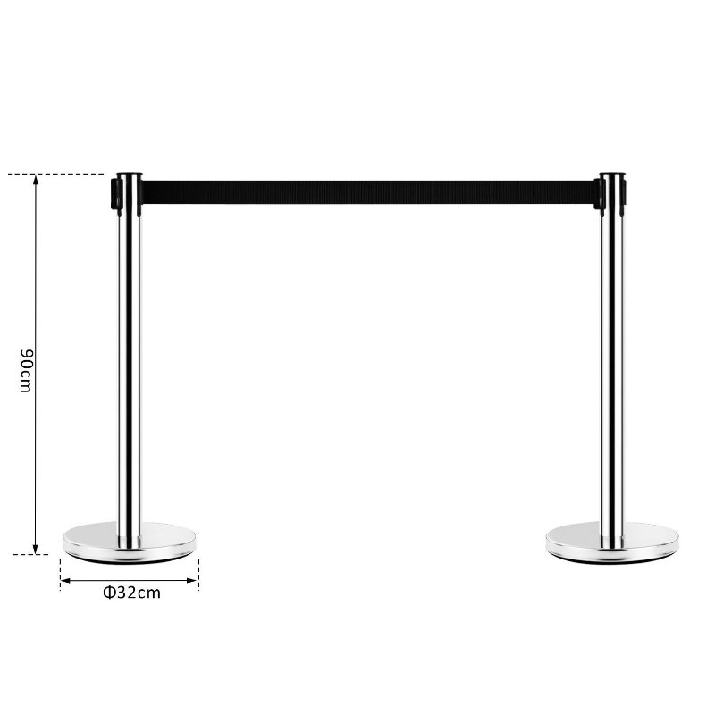 HOMCOM 2 stalpi de ghidare cu banda, Ф32x90cm, negri