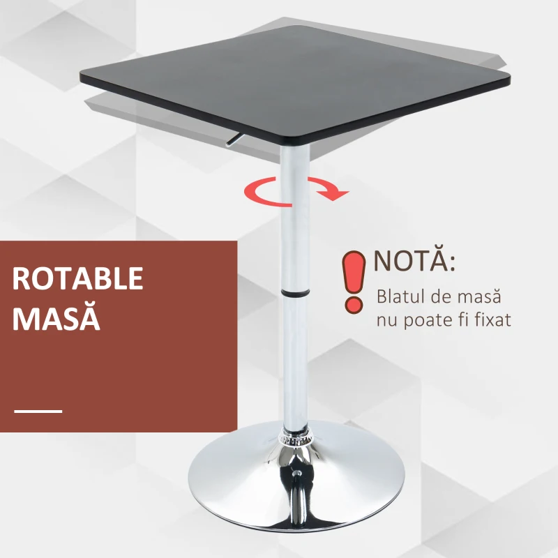 HOMCOM Masa Reglabila Patrata – Pentru Bar, Sufragerie sau Bucatarie