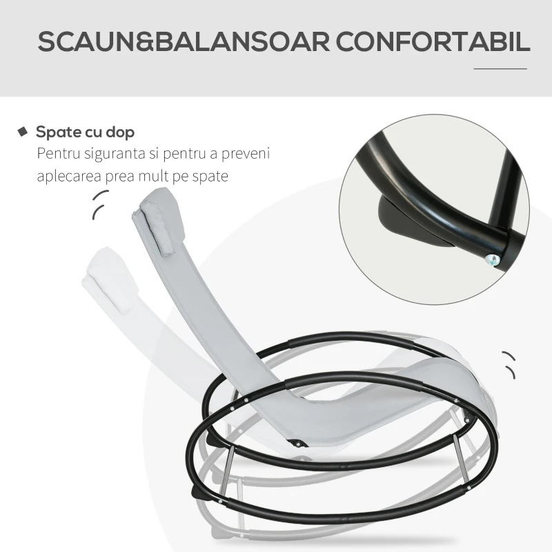 Outsunny Sezlong de Gradina cu Gravitate Zero, Balansoar Ergonomic cu Perna si Tesatura Respirabila pentru Interior si Exterior, Gri