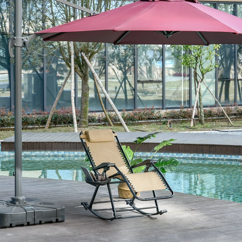 Outsunny Scaun Ergonomic Balansoar cu Design pliabil din Textilene si cadru din Otel, Bej