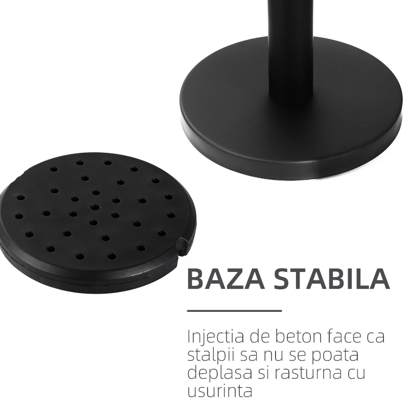 Homcom Coloane Separatoare – Otel Inox, Banda Neagra 90 cm