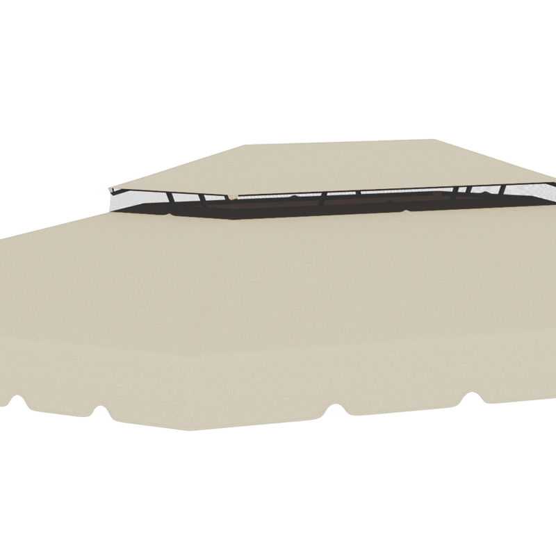 Outsunny Copertina de schimb pentru foisor de gradina cu acoperis cu 2 niveluri, capac din poliester pentru foisor de 3x4m, bej