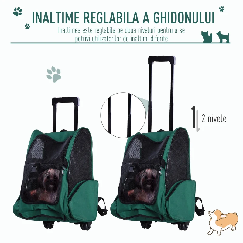 PawHut Trolley Rucsac pentru Animale de Companie Verde