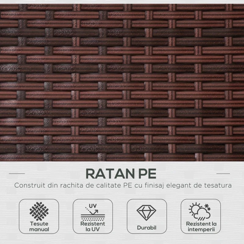 Outsunny Set 2 Sezlonguri Scaun si Masuta in PE Rattan cu Perne Detasabile, Maro Crem