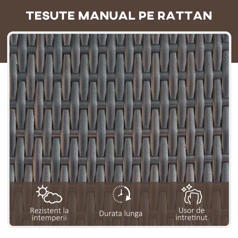 Outsunny Set 2 Sezlonguri cu Masuta din PE Ratan Maro