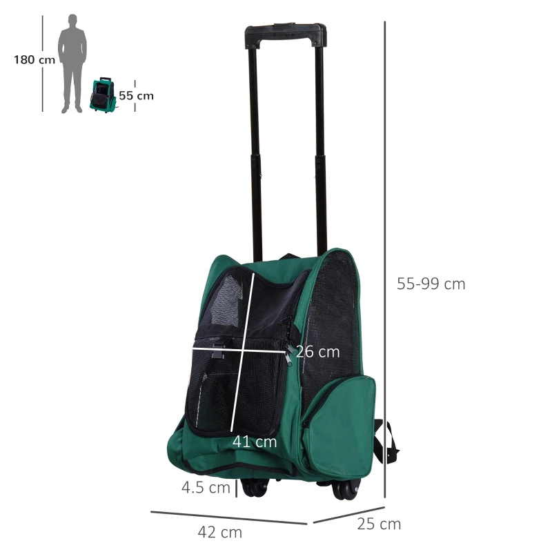 PawHut Trolley Rucsac pentru Animale de Companie Verde