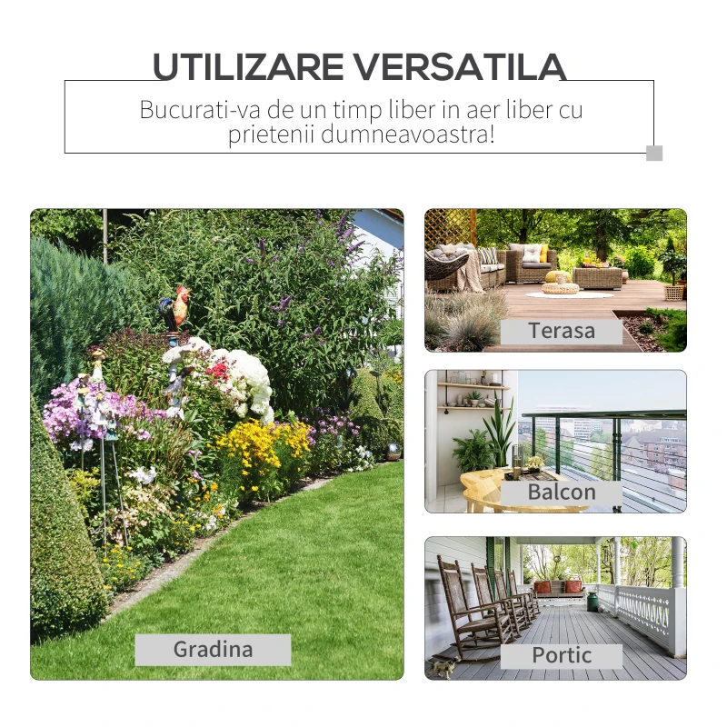 Outsunny Balansoar de Gradina pentru 2 Persoane cu Perne Capitonate pentru Sezut cu Spatar, 122x70x87cm, Kaki