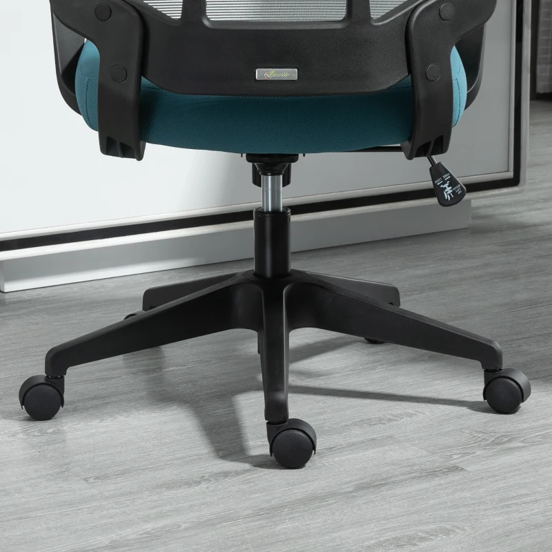 Vinsetto Cadeira de Escritório Ergonômica Giratória com Altura Ajustável Apoio para a Cabeça Apoio para os Braços e Suporte Lombar Reguláveis 63,5x63x116,5-125,5cm Azul e Cinza