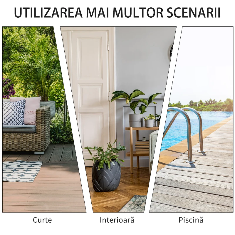 Outsunny set 2 sezlonguri cu masa din ratan PE, negru