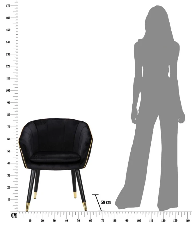 Mauro Ferretti Fotoliu Paris Negru/Aurii cm 62X58X78