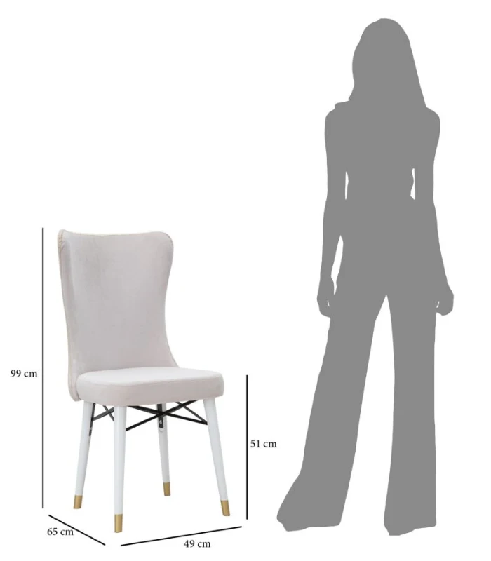 Mauro Ferretti Scaun Mimoza Crem Set 2Buc Cm 40X65X99