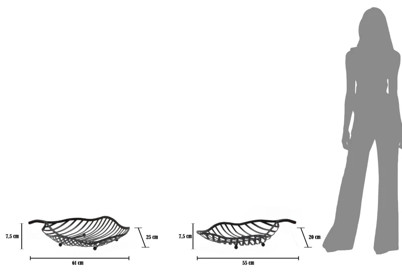 Mauro Ferretti Pereche Cosuri De Depozitare Forma De Frunza Negru Cm 61X25X7,5-55X20X7,5