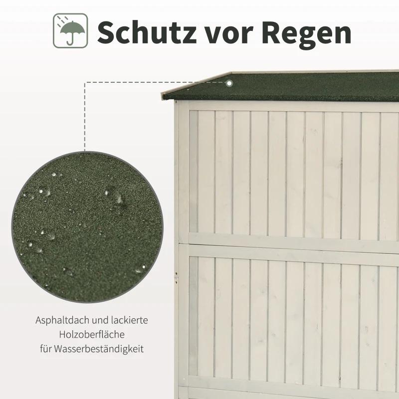 Outsunny Gartenschrank Holz Geräteschuppen Gerätehaus Geräteschrank Pultdach Garten Grau 127,5x50x164cm