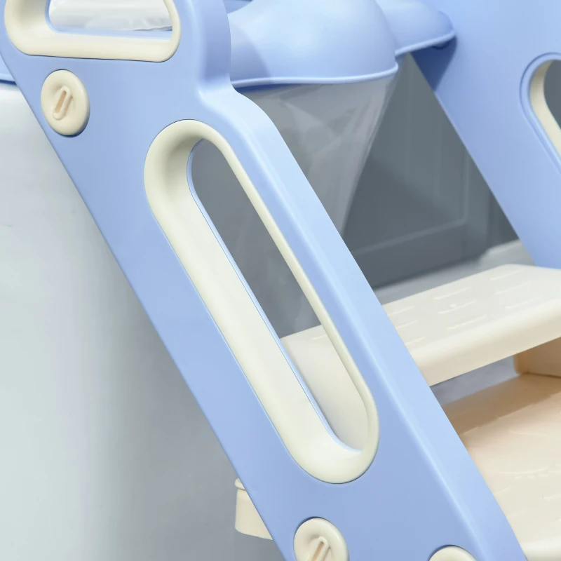 ZONEKIZ Adaptator WC para Niños con Escalera Plegable Reductor de Aprendizaje para Baño Portátil 67,9x42,8x51,5 cm Azul