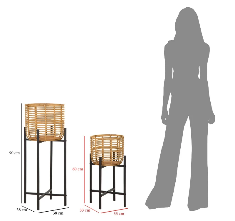 Mauro Ferretti Set Suport De Flori Rattan Cm Ø 38X90-33X60