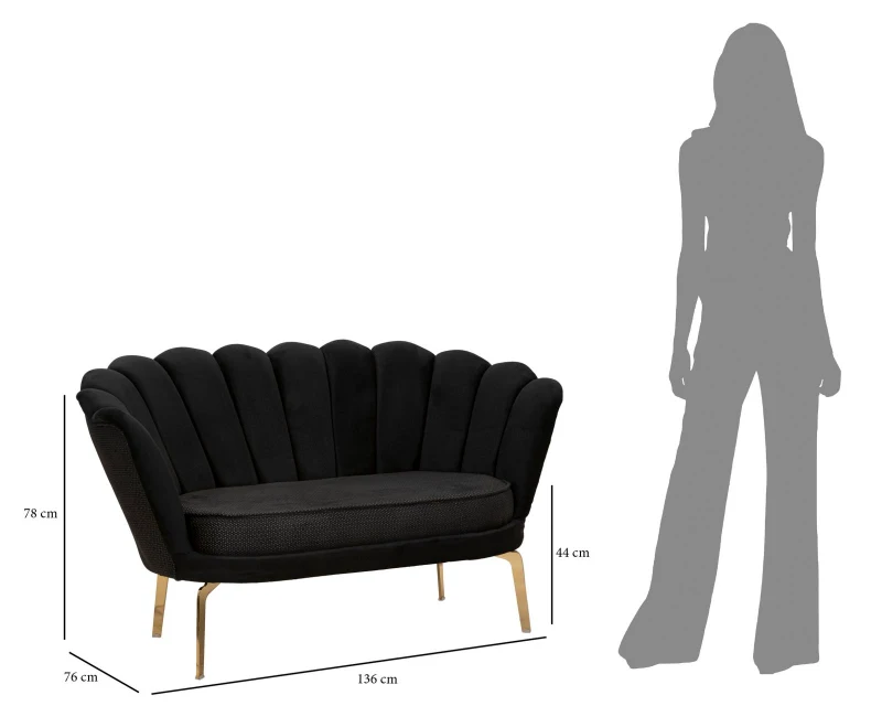 Mauro Ferretti CANAPEA VIENNA PLUS NEGRA CM 136X76X78