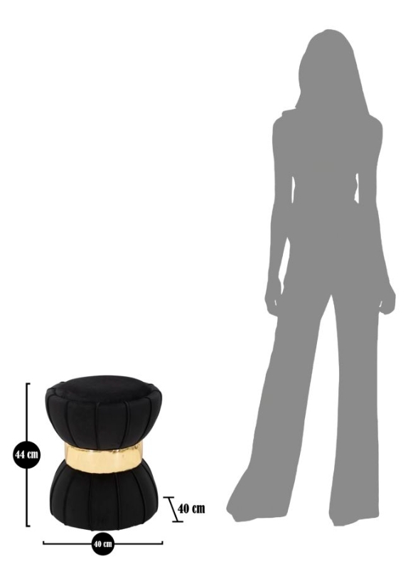 Mauro Ferretti TABURET FLORI NEGRU CM Ø 40X44