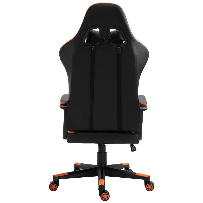 Vinsetto Cadeira Gaming Cadeira de Escritório Ergonómica com Altura Regulável Basculante Apoio de Cabeça 61x70x121-129 cm Laranja