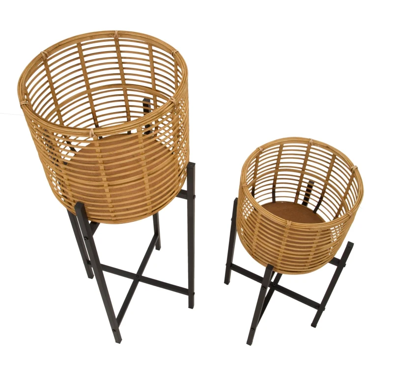 Mauro Ferretti Set Suport De Flori Rattan Cm Ø 38X90-33X60