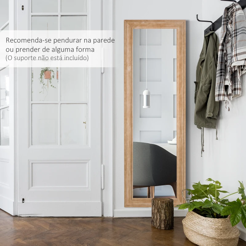 HOMCOM Espelho de Parede Espelho de Corpo Inteiro com Estrutura de Madeira Estilo Vintage 163x53,3 cm Madeira