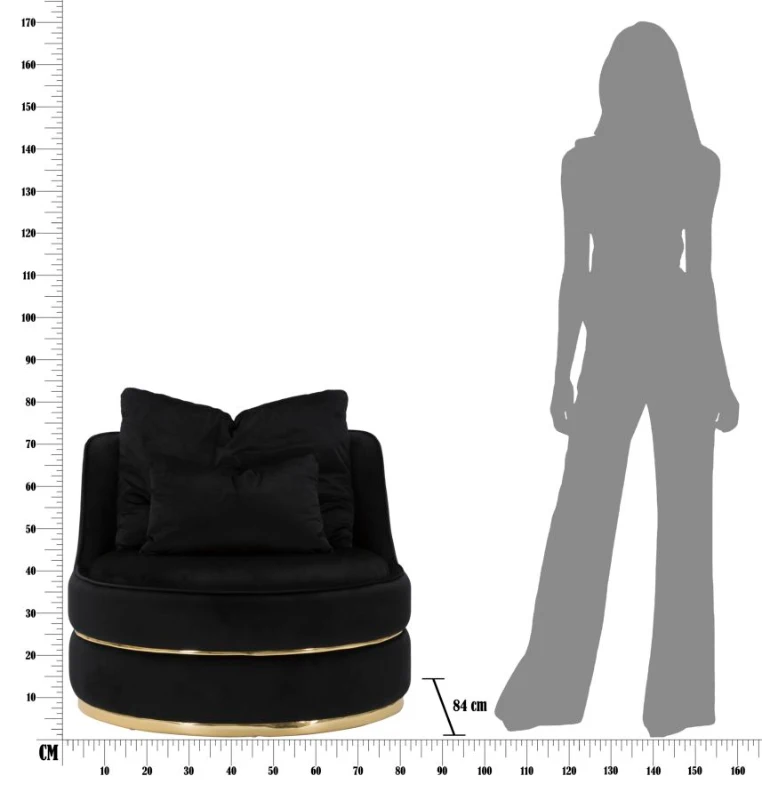 Mauro Ferretti Fotoliu PARIS SPACE NEGRU/AURIU CM Ø 84X72