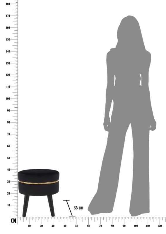 Mauro Ferretti Taburet Paris Negru cm Ø 35X40,5