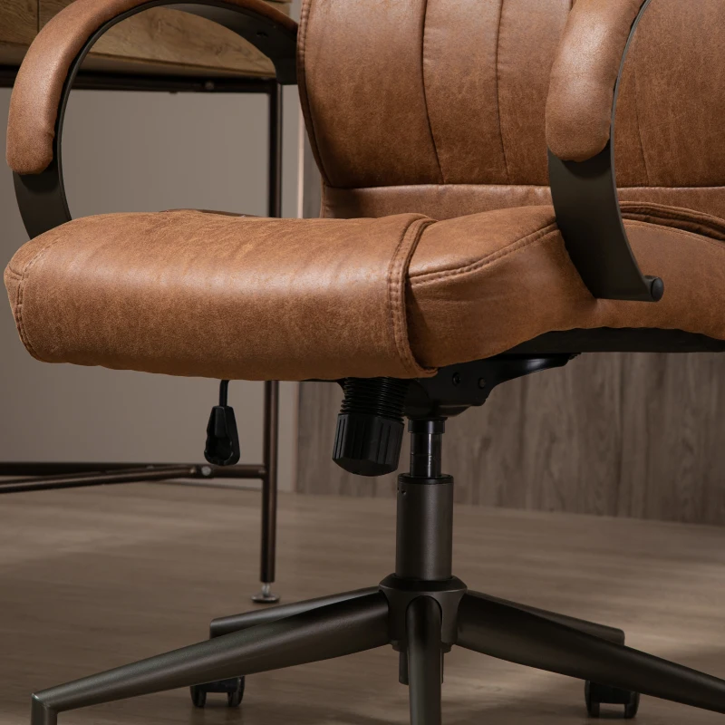Vinsetto Cadeira de Escritório Ergonômica Giratória com Altura Ajustável Apoio para a Cabeça Apoio para o Braço e Encosto Acolchoado 61,5x52,5x118-126cm Marrom