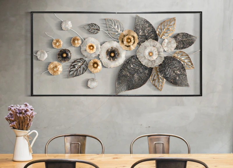 Mauro Ferretti Panou Fier Cu Flori Si Rama Plus Cm 120X7X59