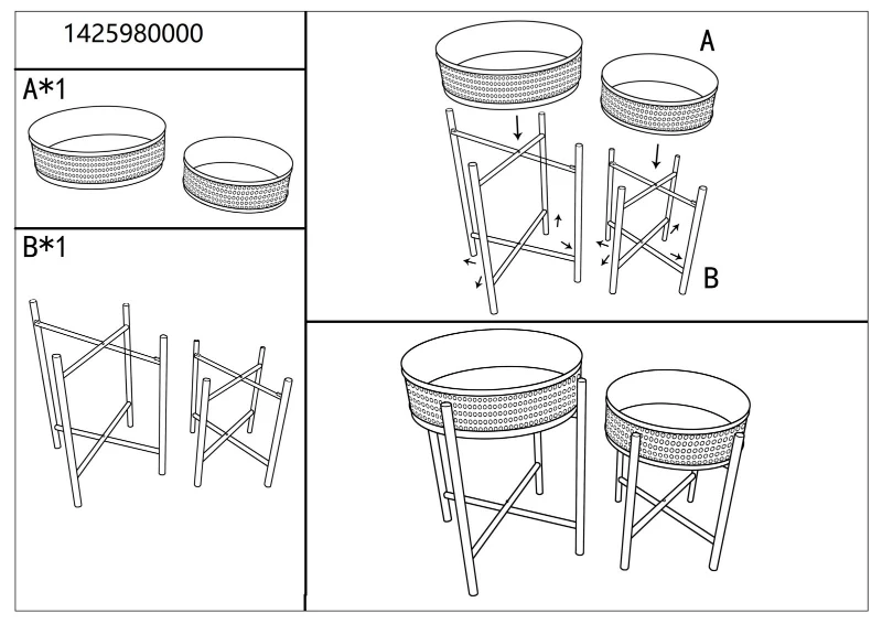 Mauro Ferretti Set De Masute Fuji Cm Ø 40X50-35X40