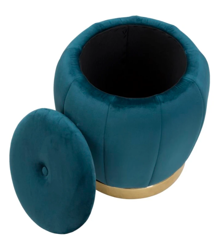 Mauro Ferretti Puff/Spatiu Depozitare Paris Teal/Auriu Cm Ø 43X43