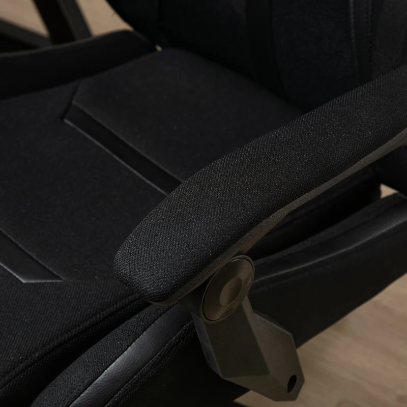 Vinsetto Cadeira de Gaming com Apoio para os Pés Retrátil Cadeira de Escritório Reclinável com Apoio para a Cabeça e Altura Ajustável 65x65x119-129cm Preto