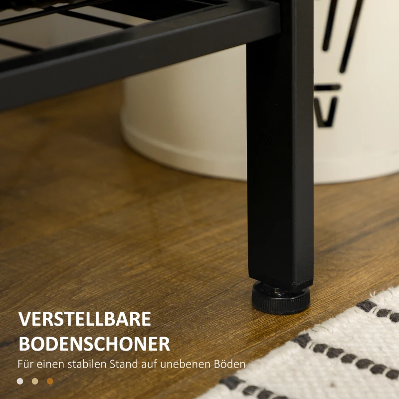 HOMCOM Garderobe im Industriedesign, 1 Memoboard, 1 Schuhbank, 8 Kleiderhaken, 1 Aufbewahrungstasche, Schwarz + Braun