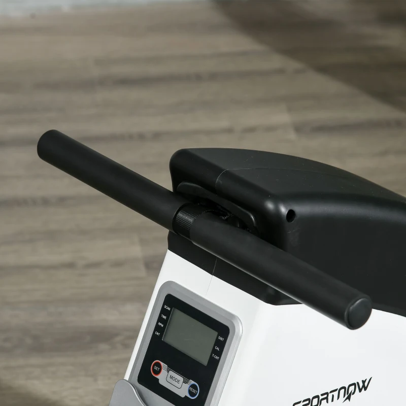 SPORTNOW Rameur d'appartement pliable 8 niveaux de résistance magnétique écran LCD Multifonction acier noir blanc