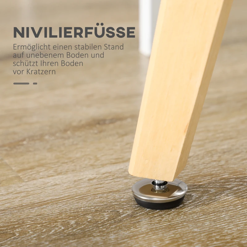 HOMCOM Esstisch, Küchentisch, Tischplatte in Holzoptik, Beine aus Buchenholz, 140 x 70 x 75 cm