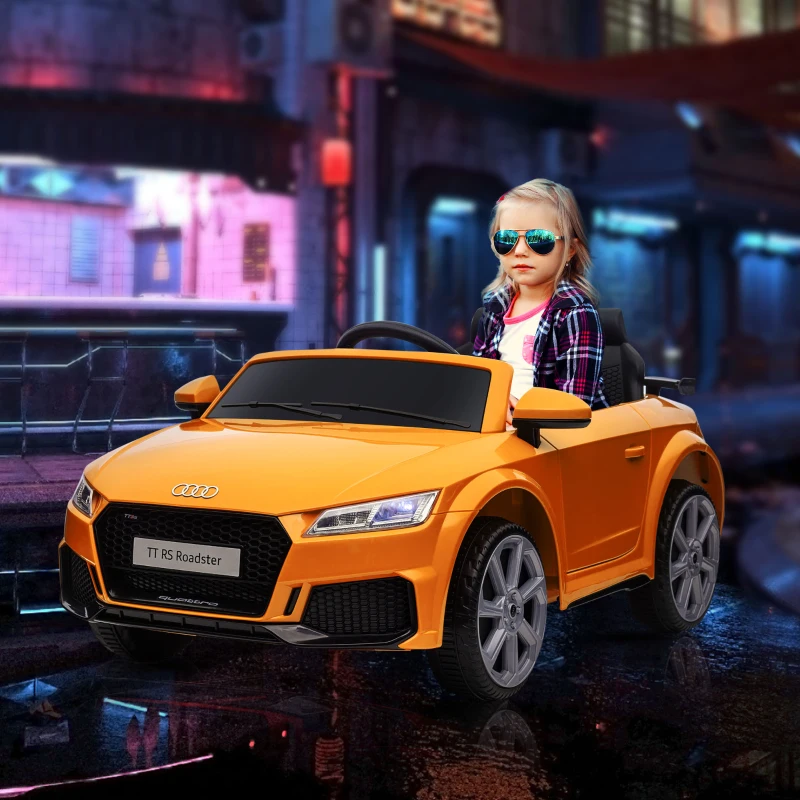 HOMCOM Kids Licensed Audi TT RS Ride-On Car 12V Battery w/ Remote Suspension Headlights and MP3 Player 3km/h Yellow