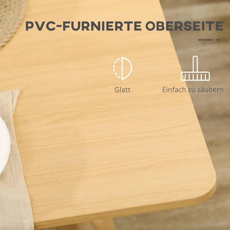 HOMCOM Esstisch, Küchentisch, Tischplatte in Holzoptik, Beine aus Buchenholz, 140 x 70 x 75 cm